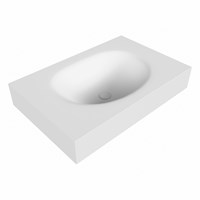 MOON Talc Lavabo sospeso à parete solid surface 71cm. Posizione lavabo Mittig bordo 12cm.