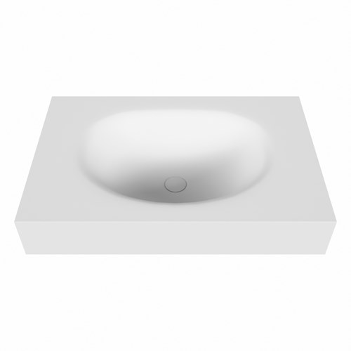 MOON Talc vrijhangende solid surface wastafel 71cm. Positie wasbak Midden. Rand 12cm hoog.-2