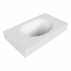MOON Talc Lavabo sospeso à parete solid surface 80cm. Posizione lavabo Mittig bordo 12cm.