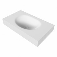 MOON Talc Lavabo mural solid surface 81cm. Position lavabo Centrée rebord 12cm.-3
