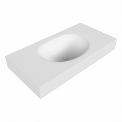 MOON Talc Lavabo mural solid surface 90cm. Position lavabo Centrée rebord 12cm.