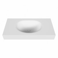 MOON Talc freihängend Waschtisch aus solid surface (mineralwerkstoff) 91cm. Waschbeckenposition Mittig rand 12cm hoch.-2