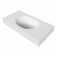 MOON Talc freihängend Waschtisch aus solid surface (mineralwerkstoff) 91cm. Waschbeckenposition Mittig rand 12cm hoch.-3