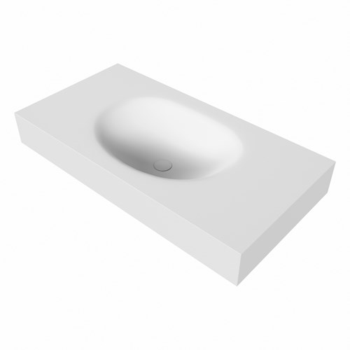 MOON Talc Lavabo mural solid surface 91cm. Position lavabo Centrée rebord 12cm.-3