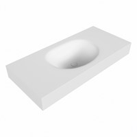 MOON Talc freihängend Waschtisch aus solid surface (mineralwerkstoff) 101cm. Waschbeckenposition Mittig rand 12cm hoch.