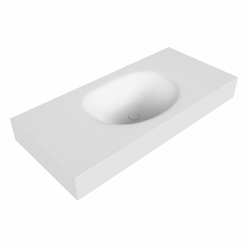 MOON Talc Lavabo mural solid surface 101cm. Position lavabo Centrée rebord 12cm.