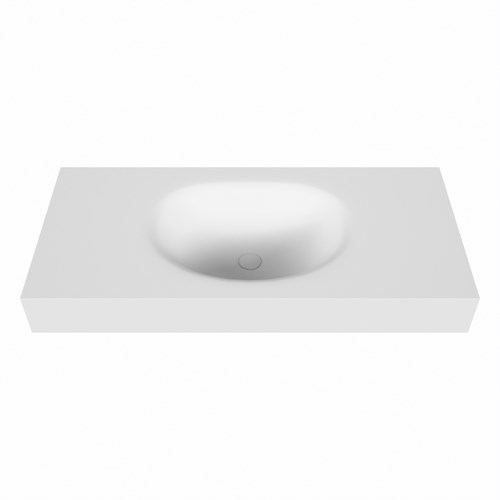 MOON Talc freihängend Waschtisch aus solid surface (mineralwerkstoff) 101cm. Waschbeckenposition Mittig rand 12cm hoch.-2