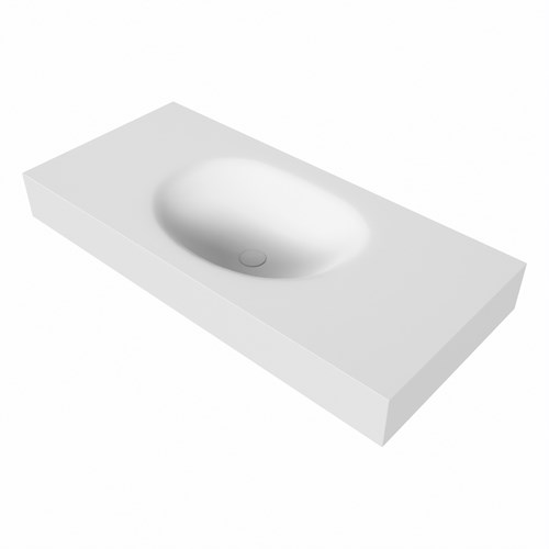 MOON Talc freihängend Waschtisch aus solid surface (mineralwerkstoff) 101cm. Waschbeckenposition Mittig rand 12cm hoch.-3