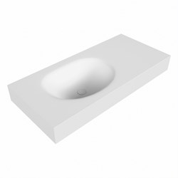 MOON Talc Lavabo mural solid surface 101cm. Position lavabo Gauche rebord 12cm.
