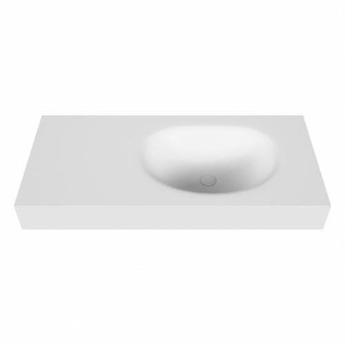 MOON Talc Lavabo mural solid surface 100cm. Position lavabo Droite rebord 12cm.-2