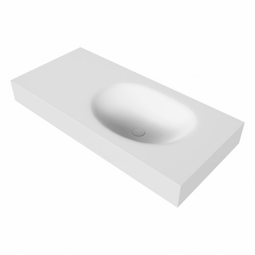 MOON Talc Lavabo mural solid surface 100cm. Position lavabo Droite rebord 12cm.-3