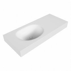 MOON Talc Lavabo mural solid surface 110cm. Position lavabo Gauche rebord 12cm.