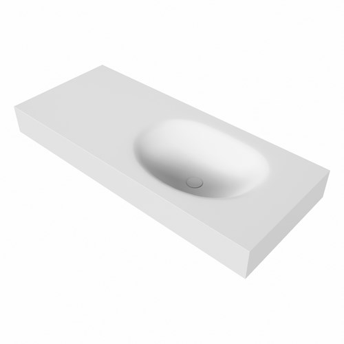 MOON Talc Lavabo mural solid surface 110cm. Position lavabo Droite rebord 12cm.-3