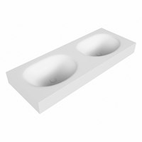 MOON Talc freihängend Waschtisch aus solid surface (mineralwerkstoff) 120cm. Waschbeckenposition Doppelt rand 12cm hoch.