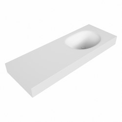 MOON Talc Lavabo mural solid surface 130cm. Position lavabo Droite rebord 12cm.