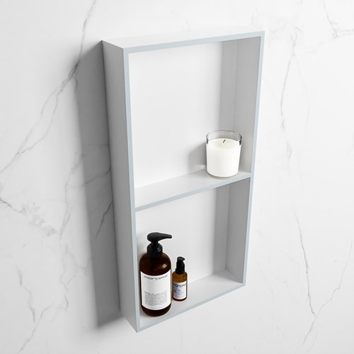 EASY Nis 59,5x29,5cm in solid surface kleur Clay | Talc. 2 vakken geschikt voor in- of opbouw