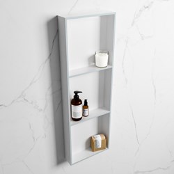 EASY Niche Murale 89,5x29,5cm solid surface couleur Clay / Talc. 3 compartiments adapté pour une installation encastrée ou en saillie.
