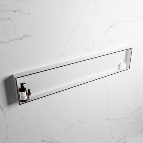 EASY Nis 149,5x29,5cm in solid surface kleur DarkGrey | Talc. 1 vak  geschikt voor in- of opbouw