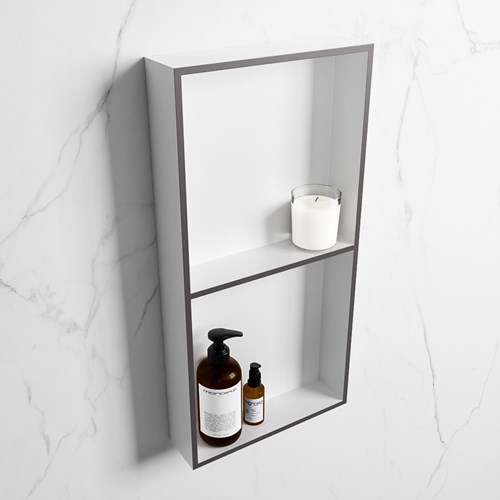 EASY Nis 59,5x29,5cm in solid surface kleur DarkGrey | Talc. 2 vakken geschikt voor in- of opbouw