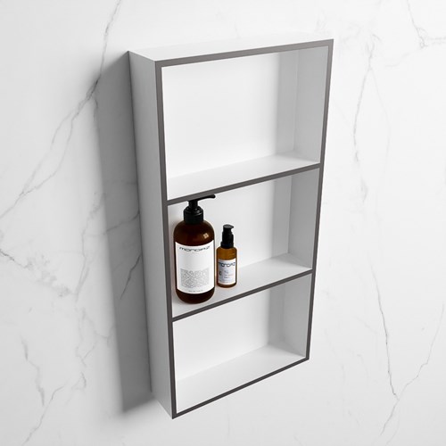 EASY Nis 59,5x29,5cm in solid surface kleur DarkGrey | Talc. 3 vakken  geschikt voor in- of opbouw