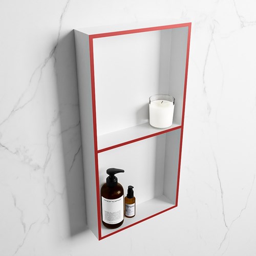 EASY Nis 59,5x29,5cm in solid surface kleur Fire | Talc. 2 vakken geschikt voor in- of opbouw