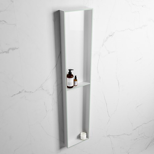 EASY Nis 89,5x29,5cm in solid surface kleur Greey | Talc. 2 vakken geschikt voor in- of opbouw