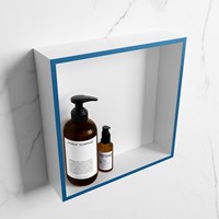 EASY Niche Murale 29,5x29,5cm solid surface couleur Jeans / Talc. 1 compartiment adapté pour une installation encastrée ou en saillie.