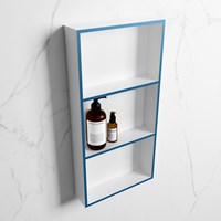 EASY Nicchia 59,5x29,5cm solid surface colore Jeans / Talc. 3 scomparti adatto per installazione a incasso o a parete.