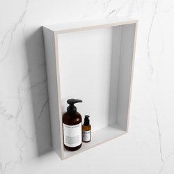 EASY shower niche 44,5x29,5cm solid surface color Linen / Talc. 1 compartment suitable for built-in or surface-mount installation.