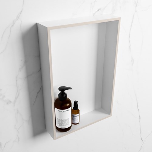 EASY Nis 44,5x29,5cm in solid surface kleur Linen | Talc. 1 vak  geschikt voor in- of opbouw