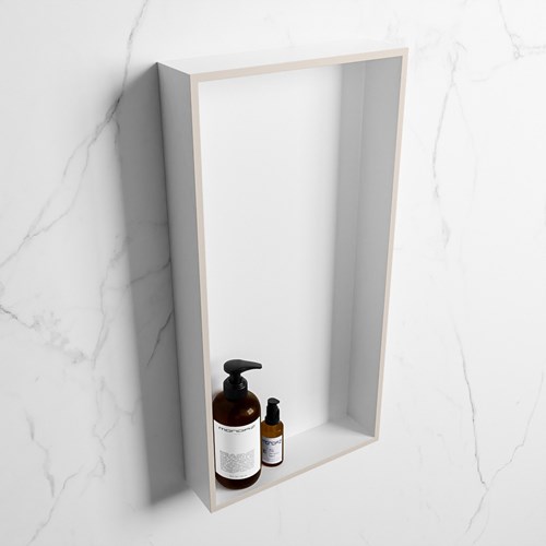 EASY Nis 59,5x29,5cm in solid surface kleur Linen | Talc. 1 vak  geschikt voor in- of opbouw