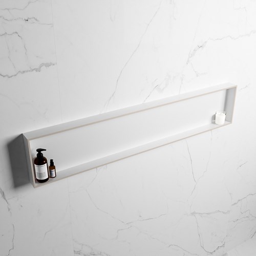 EASY Nis 149,5x29,5cm in solid surface kleur Linen | Talc. 1 vak  geschikt voor in- of opbouw