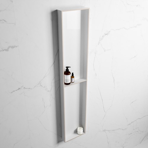 EASY Nis 89,5x29,5cm in solid surface kleur Linen | Talc. 2 vakken geschikt voor in- of opbouw