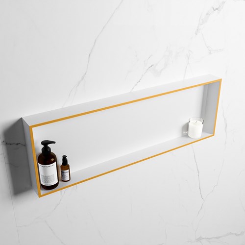 EASY Nis 89,5x29,5cm in solid surface kleur Ocher | Talc. 1 vak  geschikt voor in- of opbouw