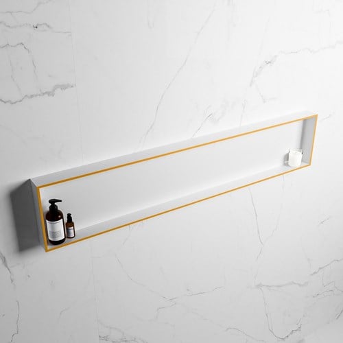 EASY Nis 149,5x29,5cm in solid surface kleur Ocher | Talc. 1 vak  geschikt voor in- of opbouw