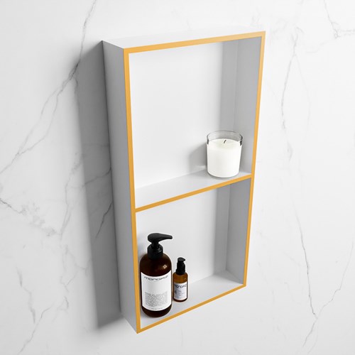 EASY Nis 59,5x29,5cm in solid surface kleur Ocher | Talc. 2 vakken geschikt voor in- of opbouw