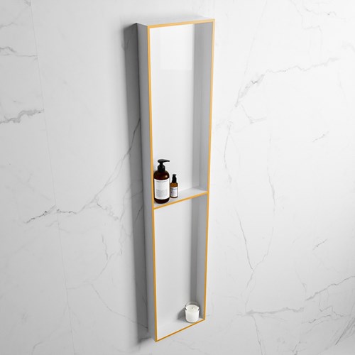 EASY Nis 89,5x29,5cm in solid surface kleur Ocher | Talc. 2 vakken geschikt voor in- of opbouw