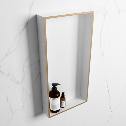 EASY Nis 59,5x29,5cm in solid surface kleur Oro | Talc. 1 vak  geschikt voor in- of opbouw
