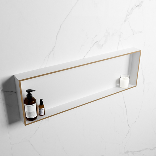 EASY Nis 89,5x29,5cm in solid surface kleur Oro | Talc. 1 vak  geschikt voor in- of opbouw