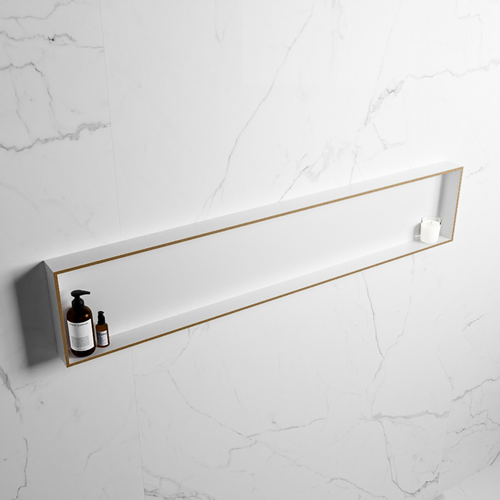 EASY Nis 149,5x29,5cm in solid surface kleur Oro | Talc. 1 vak  geschikt voor in- of opbouw