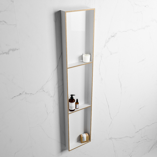 EASY Nis 149,5x29,5cm in solid surface kleur Oro | Talc. 3 vakken  geschikt voor in- of opbouw