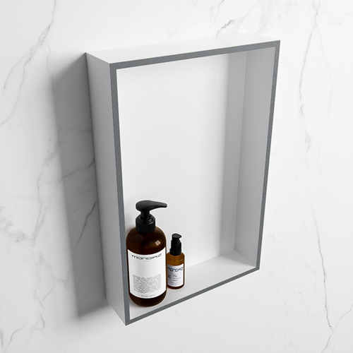 EASY Nis 44,5x29,5cm in solid surface kleur Plata | Talc. 1 vak  geschikt voor in- of opbouw