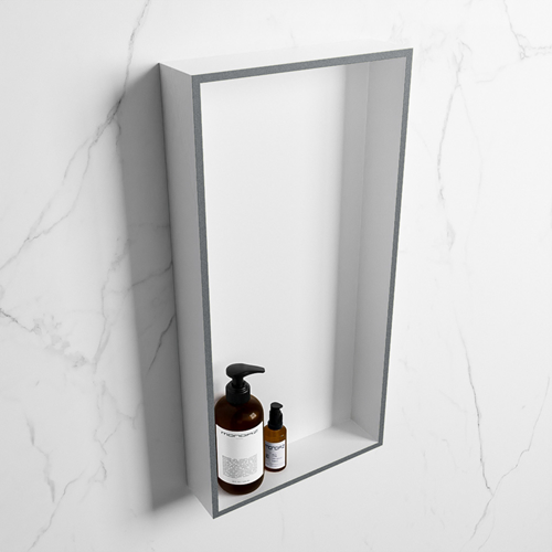 EASY Nis 59,5x29,5cm in solid surface kleur Plata | Talc. 1 vak  geschikt voor in- of opbouw