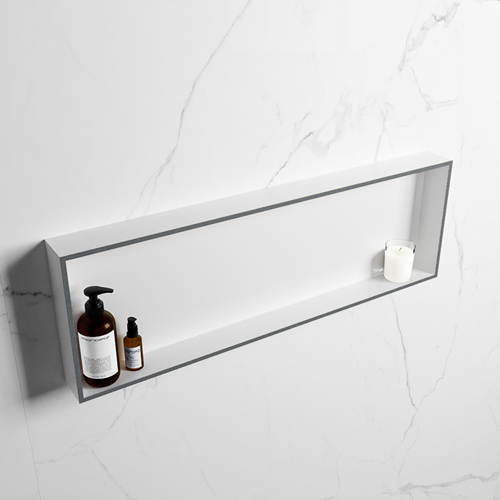EASY Nis 89,5x29,5cm in solid surface kleur Plata | Talc. 1 vak  geschikt voor in- of opbouw
