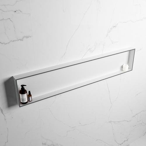 EASY Nis 149,5x29,5cm in solid surface kleur Plata | Talc. 1 vak  geschikt voor in- of opbouw
