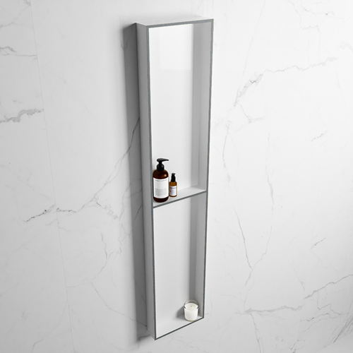 EASY Nis 89,5x29,5cm in solid surface kleur Plata | Talc. 2 vakken geschikt voor in- of opbouw