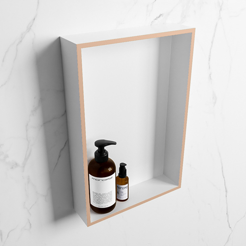 EASY Nis 44,5x29,5cm in solid surface kleur Rosee | Talc. 1 vak  geschikt voor in- of opbouw