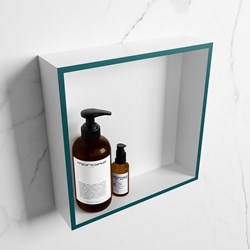 EASY Niche Murale 29,5x29,5cm solid surface couleur Smag / Talc. 1 compartiment adapté pour une installation encastrée ou en saillie.