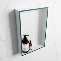 EASY Niche Murale 44,5x29,5cm solid surface couleur Smag / Talc. 1 compartiment adapté pour une installation encastrée ou en saillie.