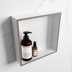 EASY Niche Murale 29,5x29,5cm solid surface couleur Smoke / Talc. 1 compartiment adapté pour une installation encastrée ou en saillie.